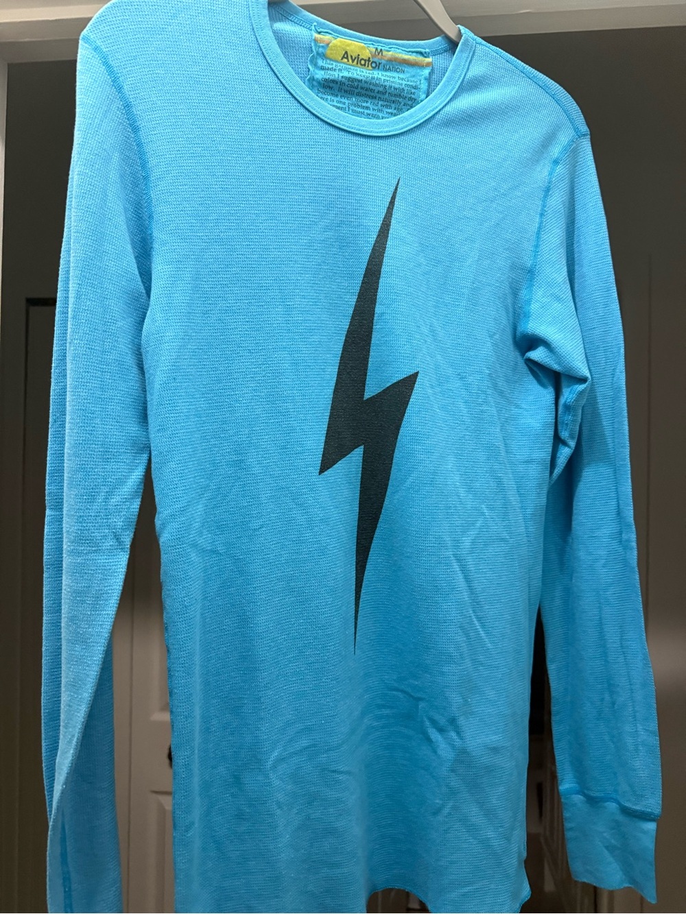 Aviator Nation Bright Blue Thermal with Black Lightning Bolt